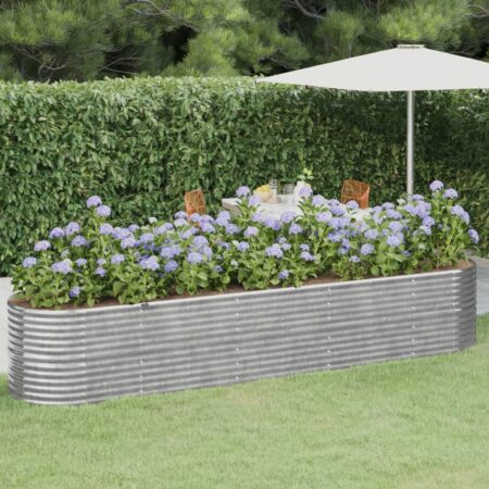 vidaXL plantekasse 368x80x68 cm galvaniseret stål sølvfarvet