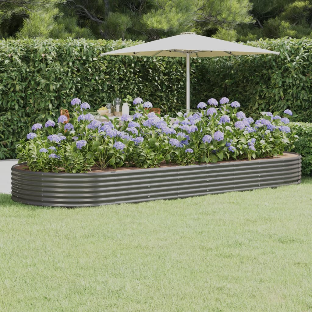 vidaXL plantekasse 373x140x36 cm pulverlakeret stål grå vidaXL plantekasse 373x140x36 cm pulverlakeret stål grå