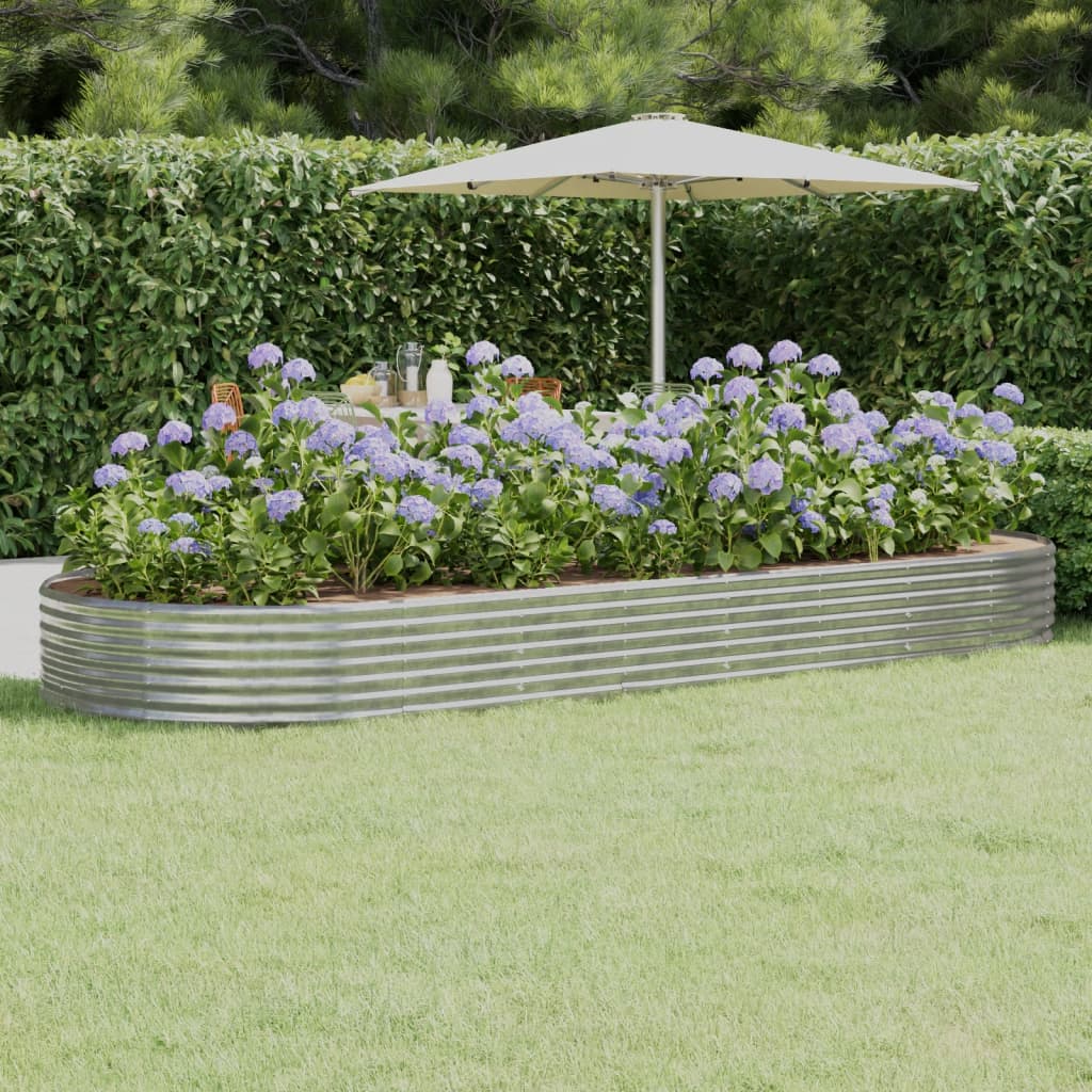 vidaXL plantekasse 373x140x36 cm pulverlakeret stål sølvfarvet vidaXL plantekasse 373x140x36 cm pulverlakeret stål sølvfarvet