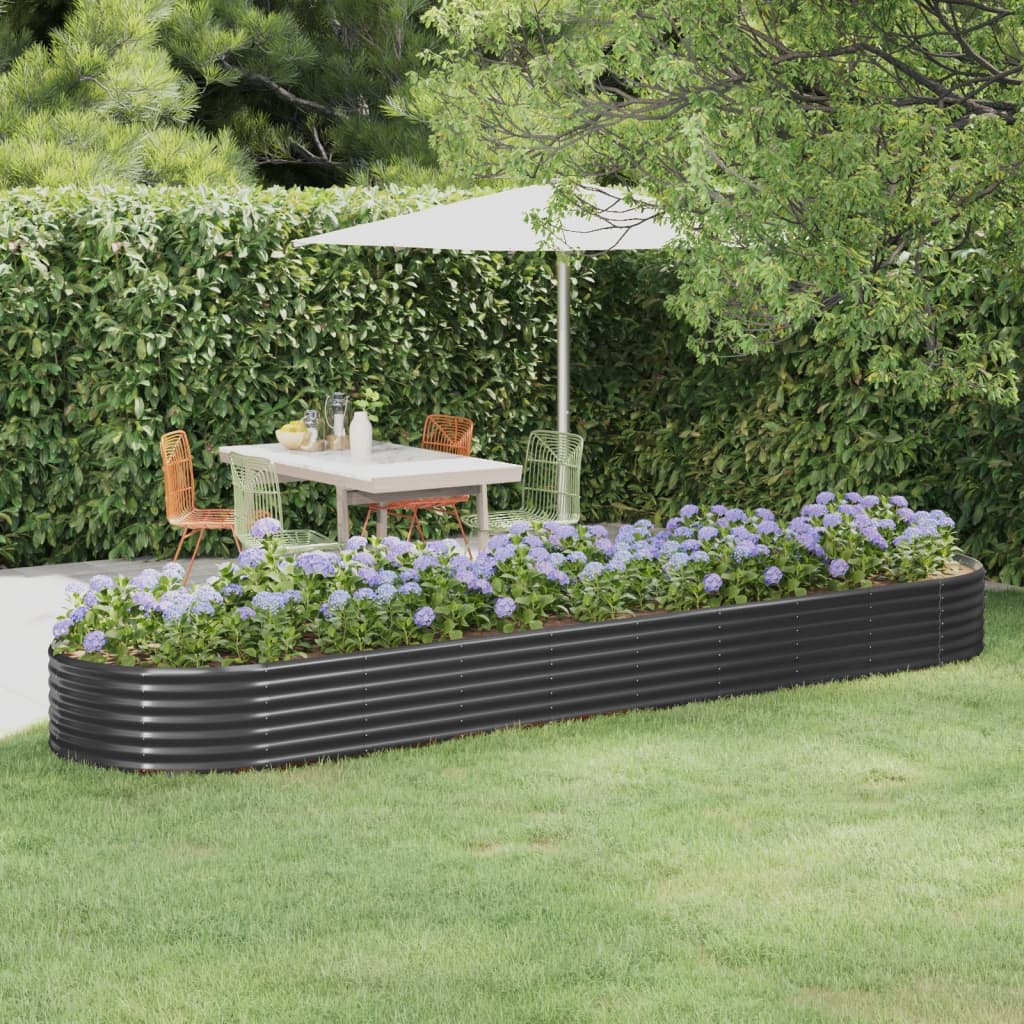 vidaXL plantekasse 396x100x36 cm pulverlakeret stål antracitgrå vidaXL plantekasse 396x100x36 cm pulverlakeret stål antracitgrå