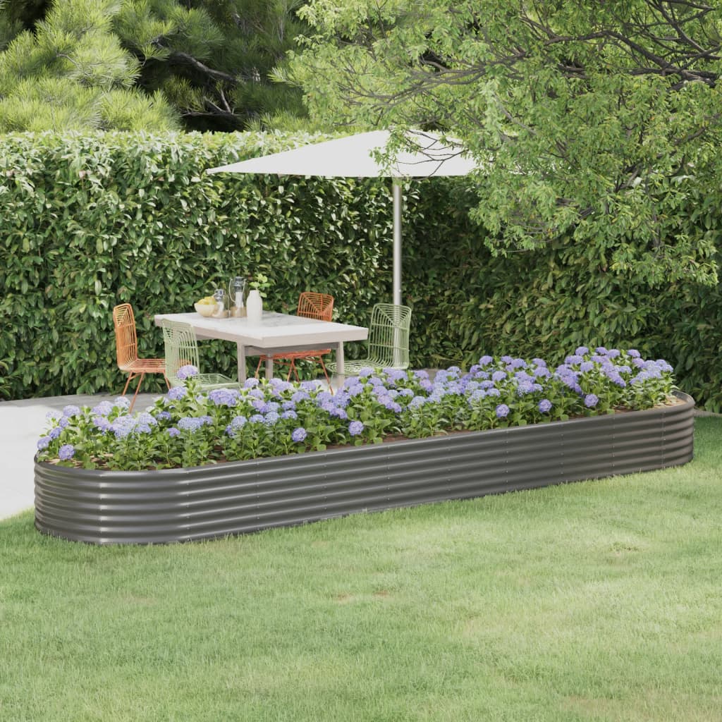 vidaXL plantekasse 396x100x36 cm pulverlakeret stål grå vidaXL plantekasse 396x100x36 cm pulverlakeret stål grå