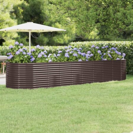 vidaXL plantekasse 396x100x68 cm galvaniseret stål brun