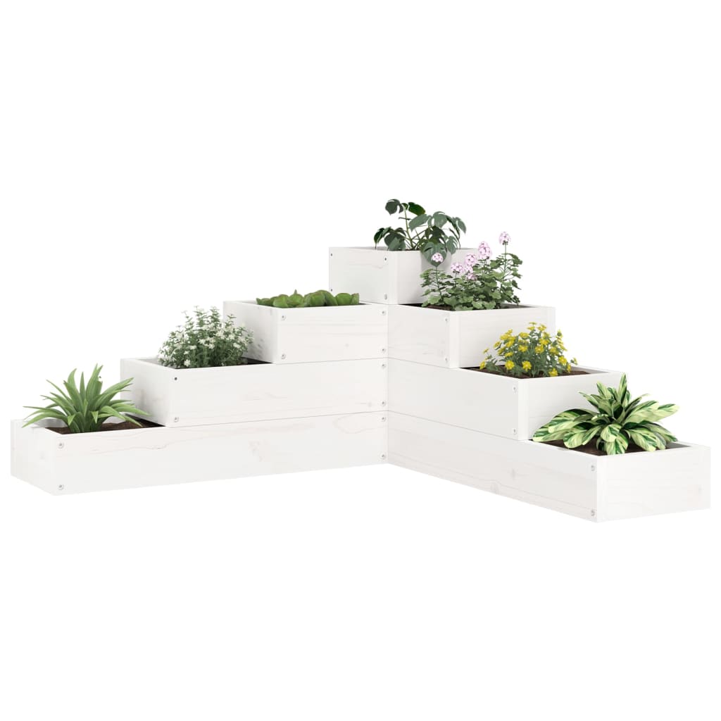 vidaXL plantekasse 4 niveauer 80,5x79x36 cm massivt fyrretræ hvid vidaXL plantekasse 4 niveauer 80,5x79x36 cm massivt fyrretræ hvid