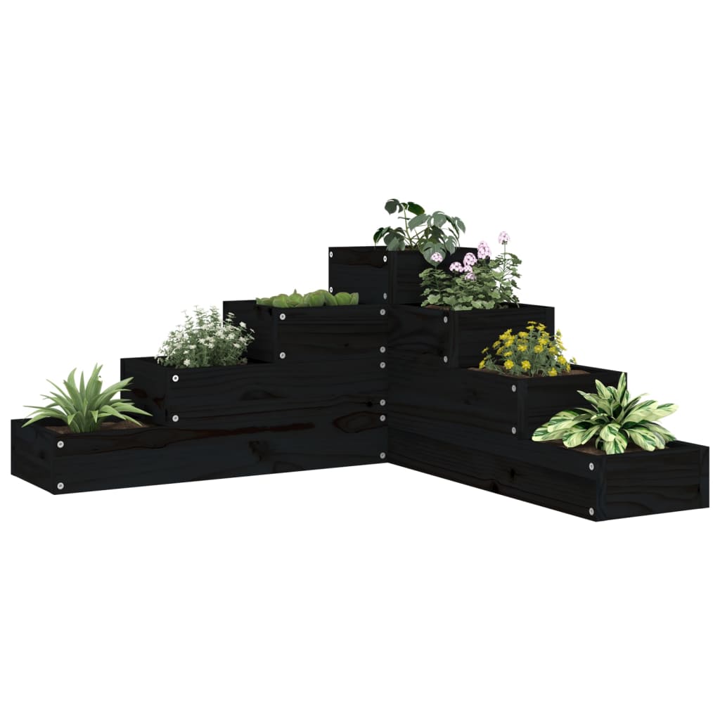 vidaXL plantekasse 4 niveauer 80,5x79x36 cm massivt fyrretræ sort vidaXL plantekasse 4 niveauer 80,5x79x36 cm massivt fyrretræ sort