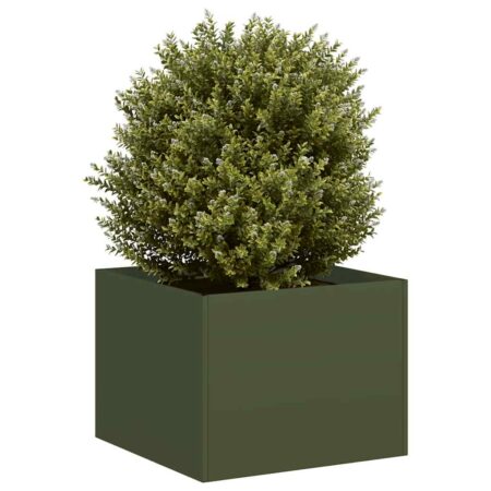 vidaXL plantekasse 40x40x30 cm stål olivengrøn
