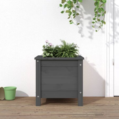 vidaXL plantekasse 40x40x39 cm massivt fyrretræ grå
