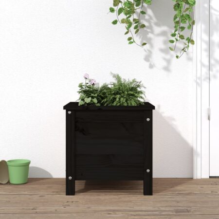 vidaXL plantekasse 40x40x39 cm massivt fyrretræ sort