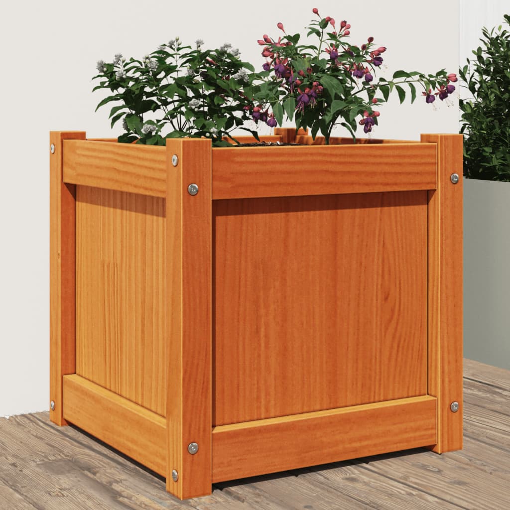 vidaXL plantekasse 40x40x40 cm massivt fyrretræ gyldenbrun vidaXL plantekasse 40x40x40 cm massivt fyrretræ gyldenbrun
