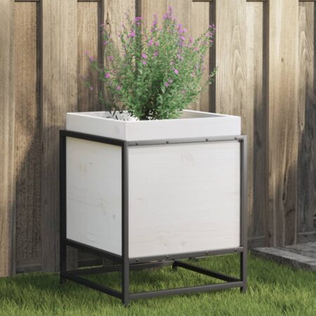 vidaXL plantekasse 40x40x50 cm massivt fyrretræ hvid