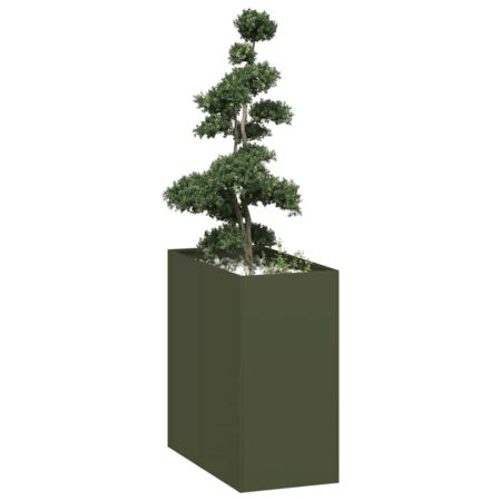 vidaXL plantekasse 40x80x80 cm stål olivengrøn