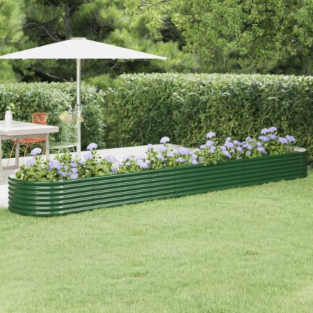 vidaXL plantekasse 440x80x36 cm galvaniseret stål grøn