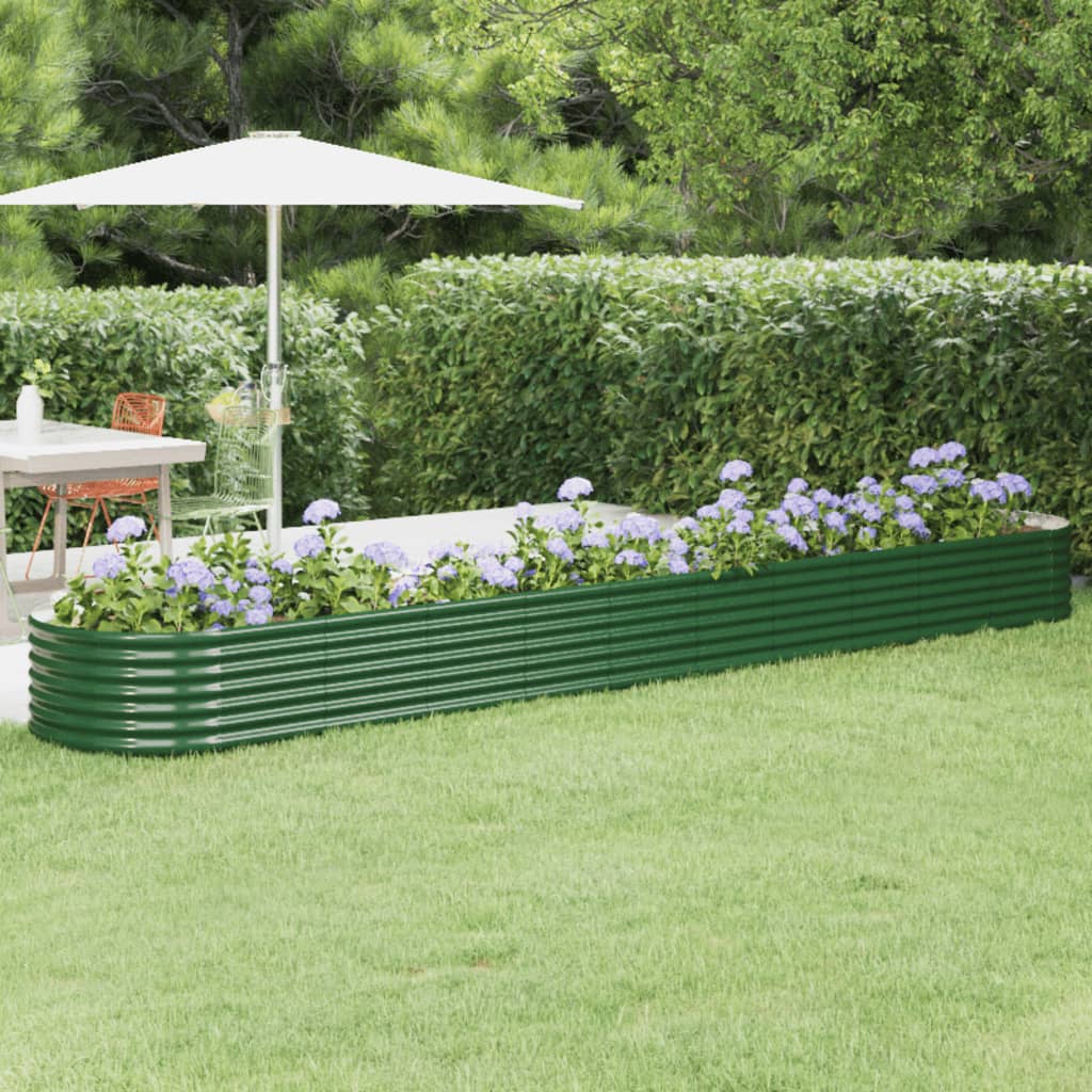 vidaXL plantekasse 440x80x36 cm galvaniseret stål grøn vidaXL plantekasse 440x80x36 cm galvaniseret stål grøn