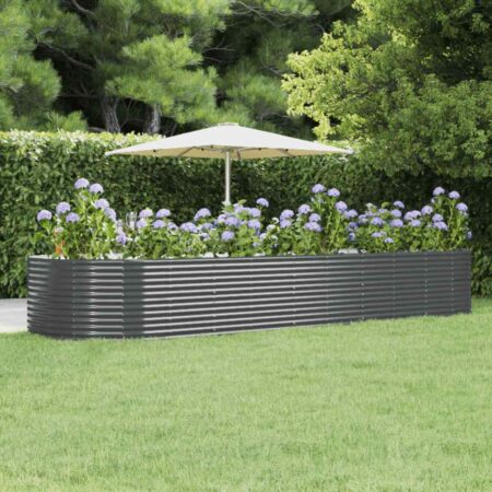 vidaXL plantekasse 447x140x68 cm galvaniseret stål antracitgrå