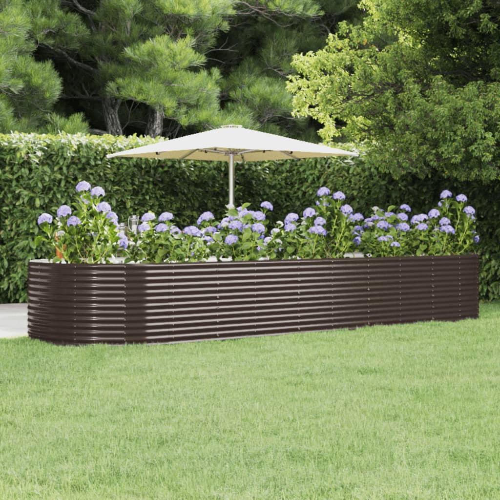 vidaXL plantekasse 447x140x68 cm pulverlakeret stål brun vidaXL plantekasse 447x140x68 cm pulverlakeret stål brun