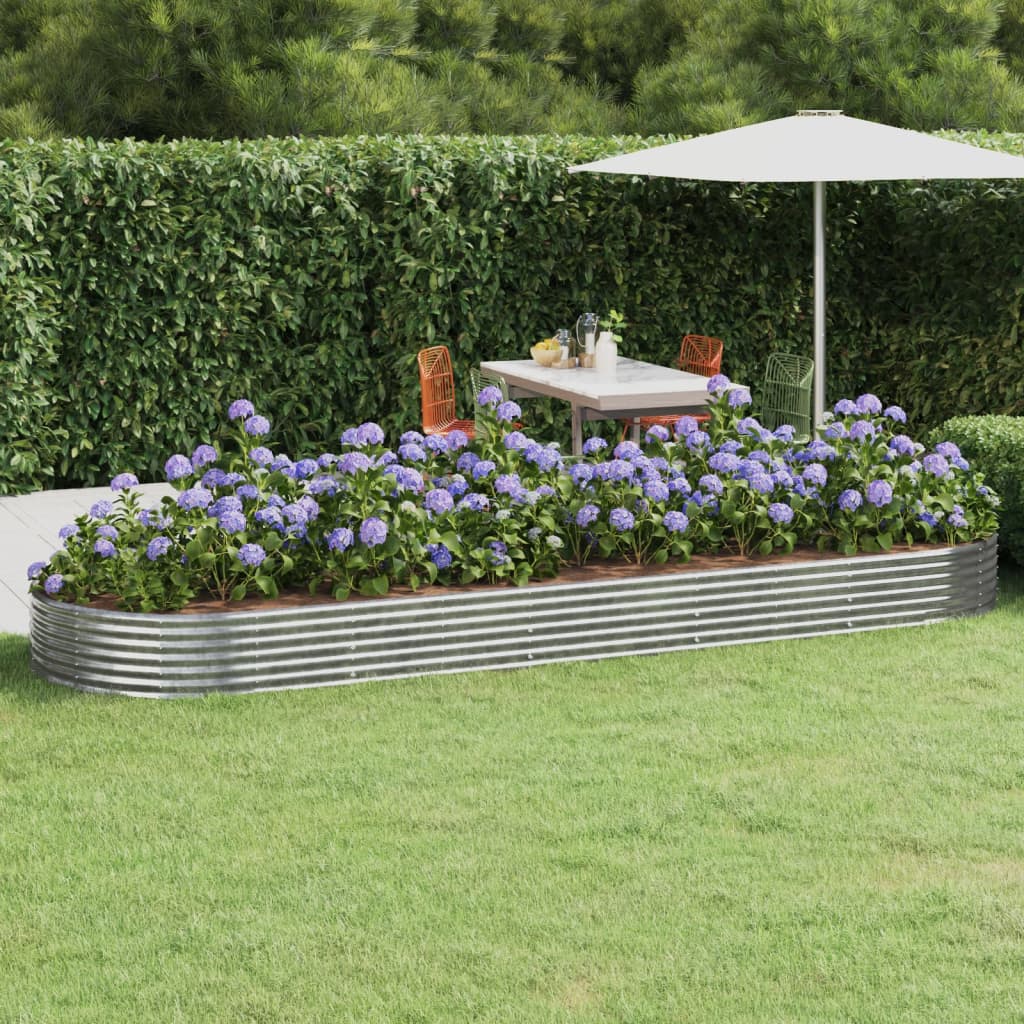 vidaXL plantekasse 450x140x36 cm pulverlakeret stål sølvfarvet vidaXL plantekasse 450x140x36 cm pulverlakeret stål sølvfarvet