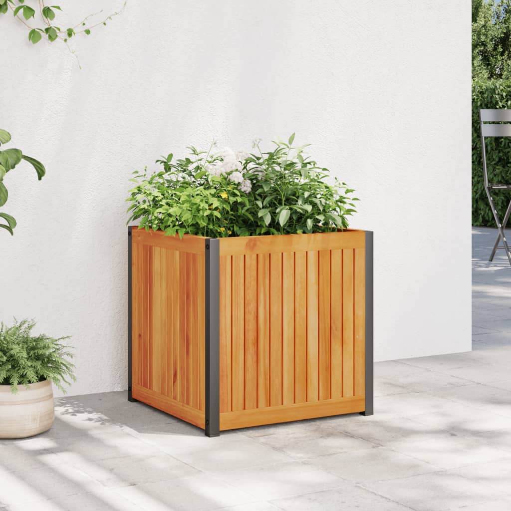 vidaXL plantekasse 45x45x44 cm massivt akacietræ og stål vidaXL plantekasse 45x45x44 cm massivt akacietræ og stål