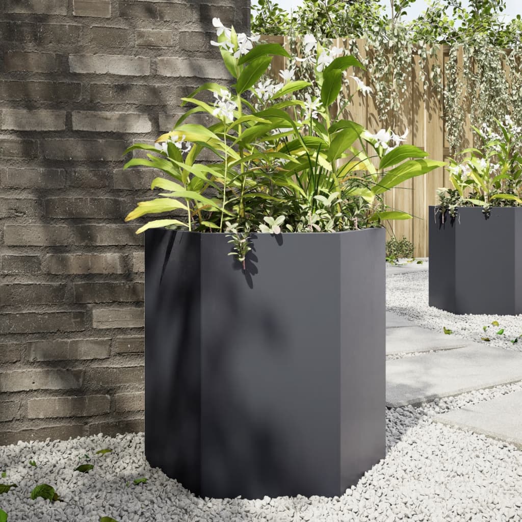 vidaXL plantekasse 46x40x45 cm sekskantet stål antracitgrå vidaXL plantekasse 46x40x45 cm sekskantet stål antracitgrå