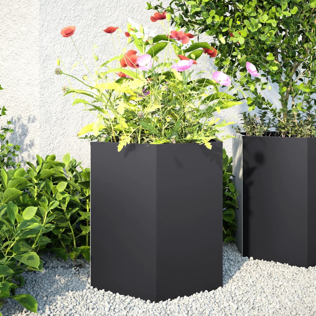 vidaXL plantekasse 46x40x45 cm sekskantet stål sort vidaXL plantekasse 46x40x45 cm sekskantet stål sort