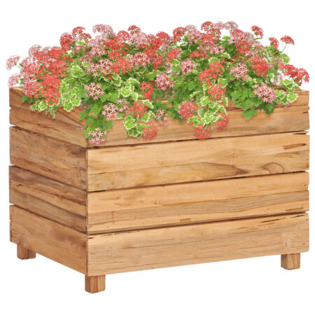 vidaXL plantekasse 50x40x38 cm massivt teaktræ og stål