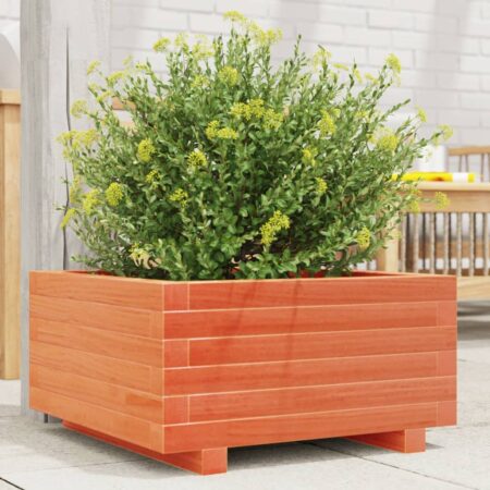 vidaXL plantekasse 50x50x26,5 cm massivt fyrretræ gyldenbrun