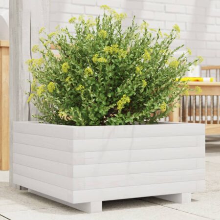 vidaXL plantekasse 50x50x26,5 cm massivt fyrretræ hvid