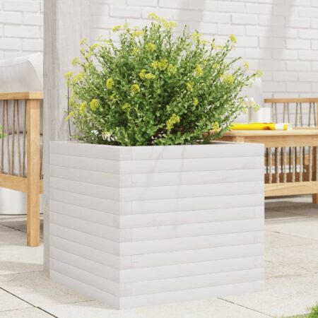 vidaXL plantekasse 50x50x45,5 cm massivt fyrretræ hvid