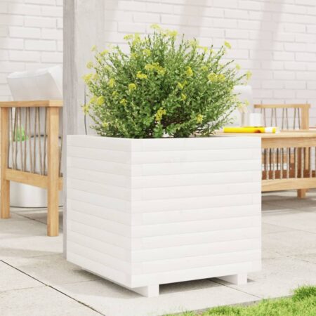 vidaXL plantekasse 50x50x49,5 cm massivt fyrretræ hvid