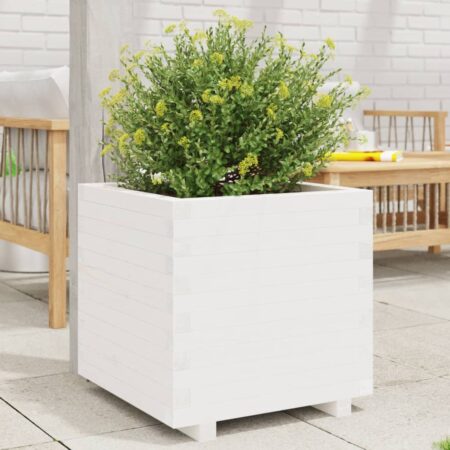 vidaXL plantekasse 50x50x49,5 cm massivt fyrretræ hvid