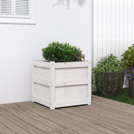 vidaXL plantekasse 50x50x50 cm massivt fyrretræ hvid