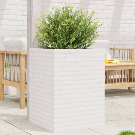 vidaXL plantekasse 50x50x68,5 cm massivt fyrretræ hvid