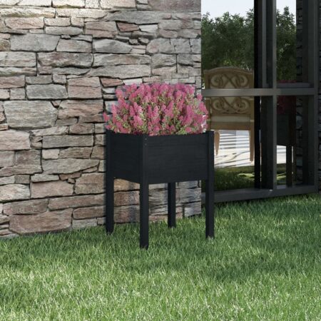 vidaXL plantekasse 50x50x70 cm massivt fyrretræ sort