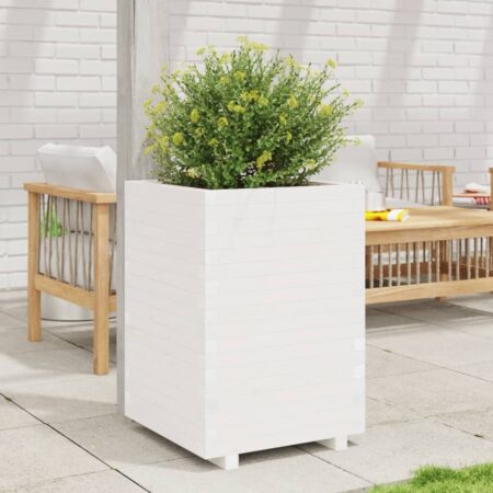 vidaXL plantekasse 50x50x72,5 cm massivt fyrretræ hvid