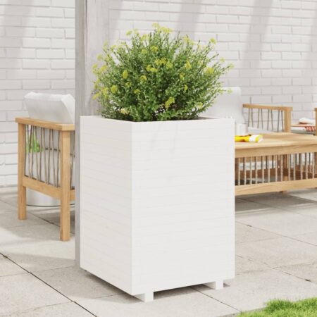 vidaXL plantekasse 50x50x72,5 cm massivt fyrretræ hvid