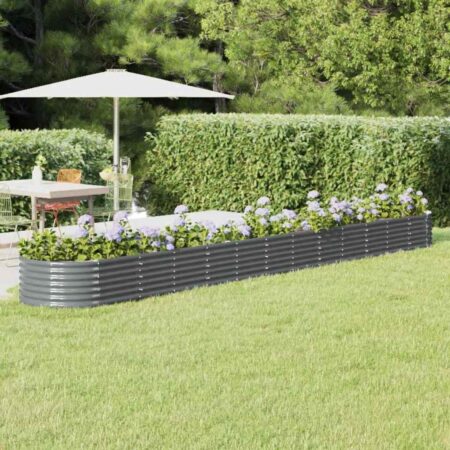 vidaXL plantekasse 512x80x36 cm galvaniseret stål antracitgrå