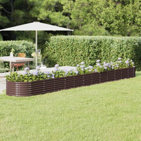 vidaXL plantekasse 512x80x36 cm pulverlakeret stål brun