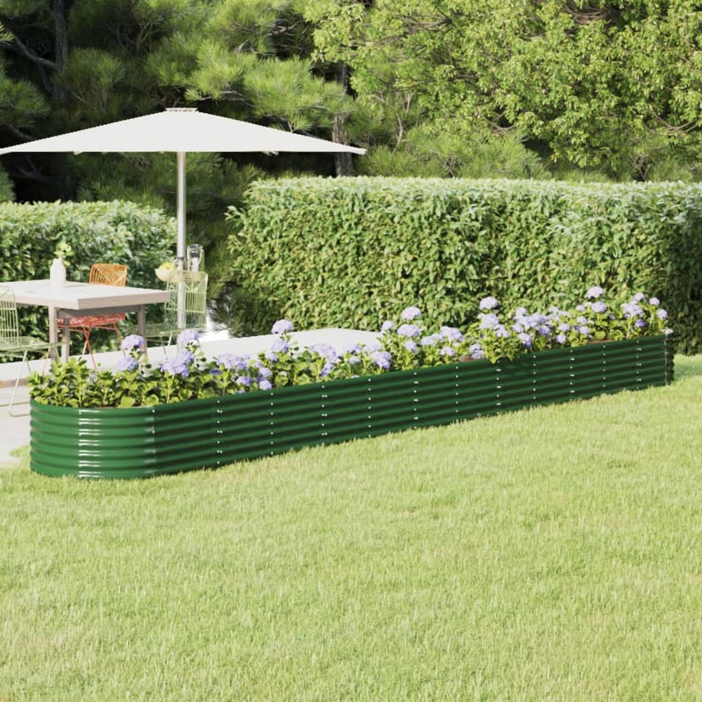 vidaXL plantekasse 512x80x36 cm pulverlakeret stål grøn vidaXL plantekasse 512x80x36 cm pulverlakeret stål grøn