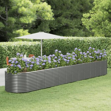 vidaXL plantekasse 554x100x68 cm pulverlakeret stål grå