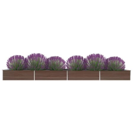 vidaXL plantekasse 600x80x45 cm galvaniseret stål brun