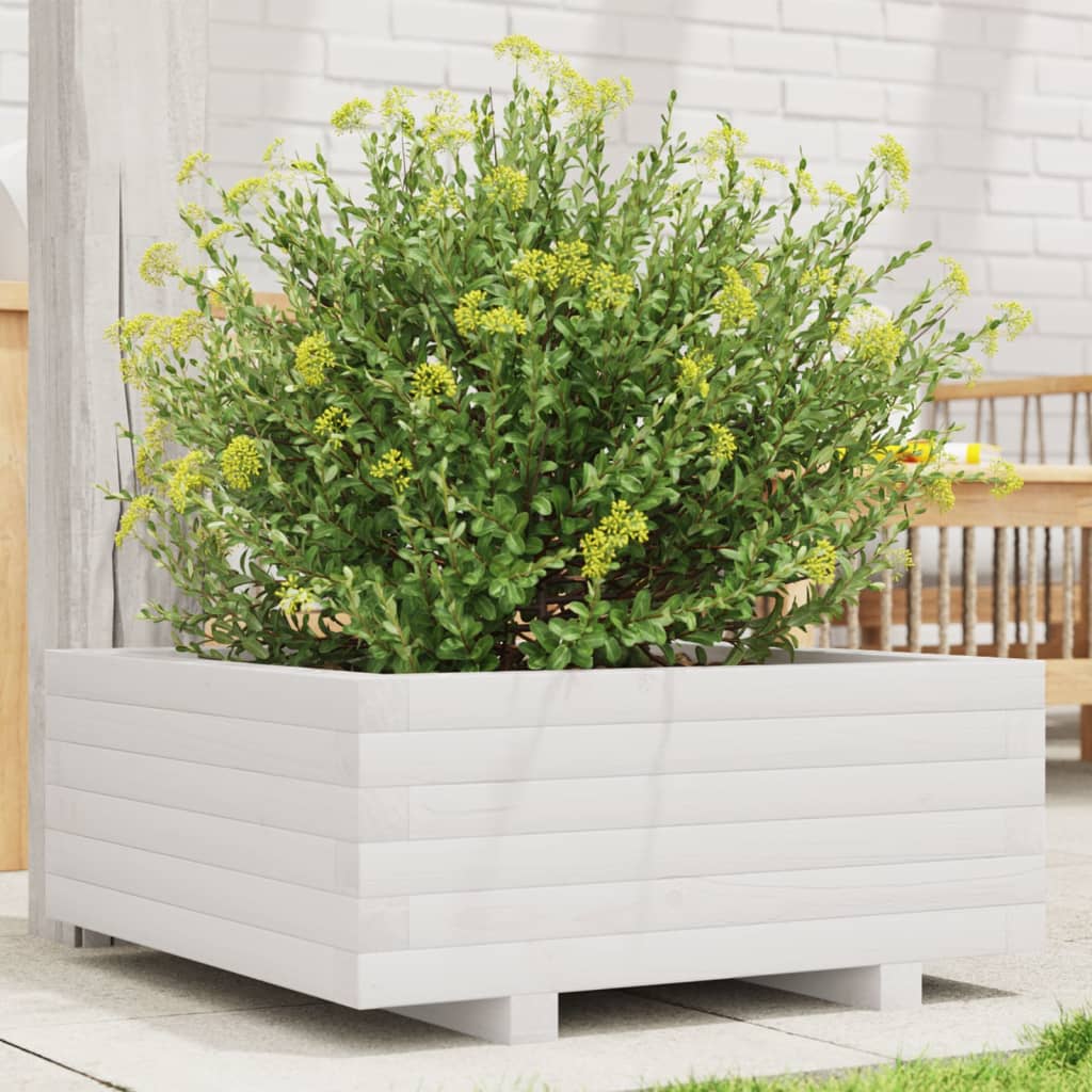 vidaXL plantekasse 60x60x26,5 cm massivt fyrretræ hvid vidaXL plantekasse 60x60x26,5 cm massivt fyrretræ hvid