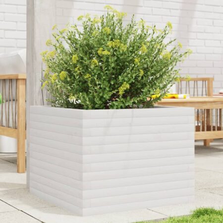 vidaXL plantekasse 60x60x45,5 cm massivt fyrretræ hvid