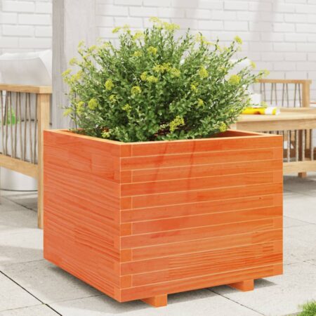 vidaXL plantekasse 60x60x49,5 cm massivt fyrretræ gyldenbrun