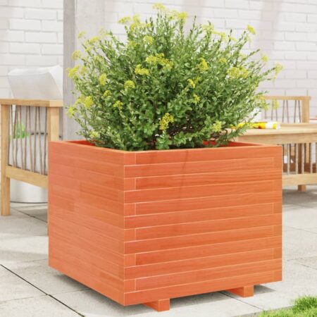 vidaXL plantekasse 60x60x49,5 cm massivt fyrretræ gyldenbrun
