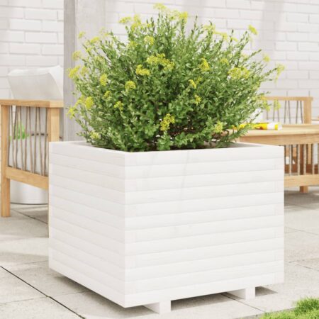 vidaXL plantekasse 60x60x49,5 cm massivt fyrretræ hvid