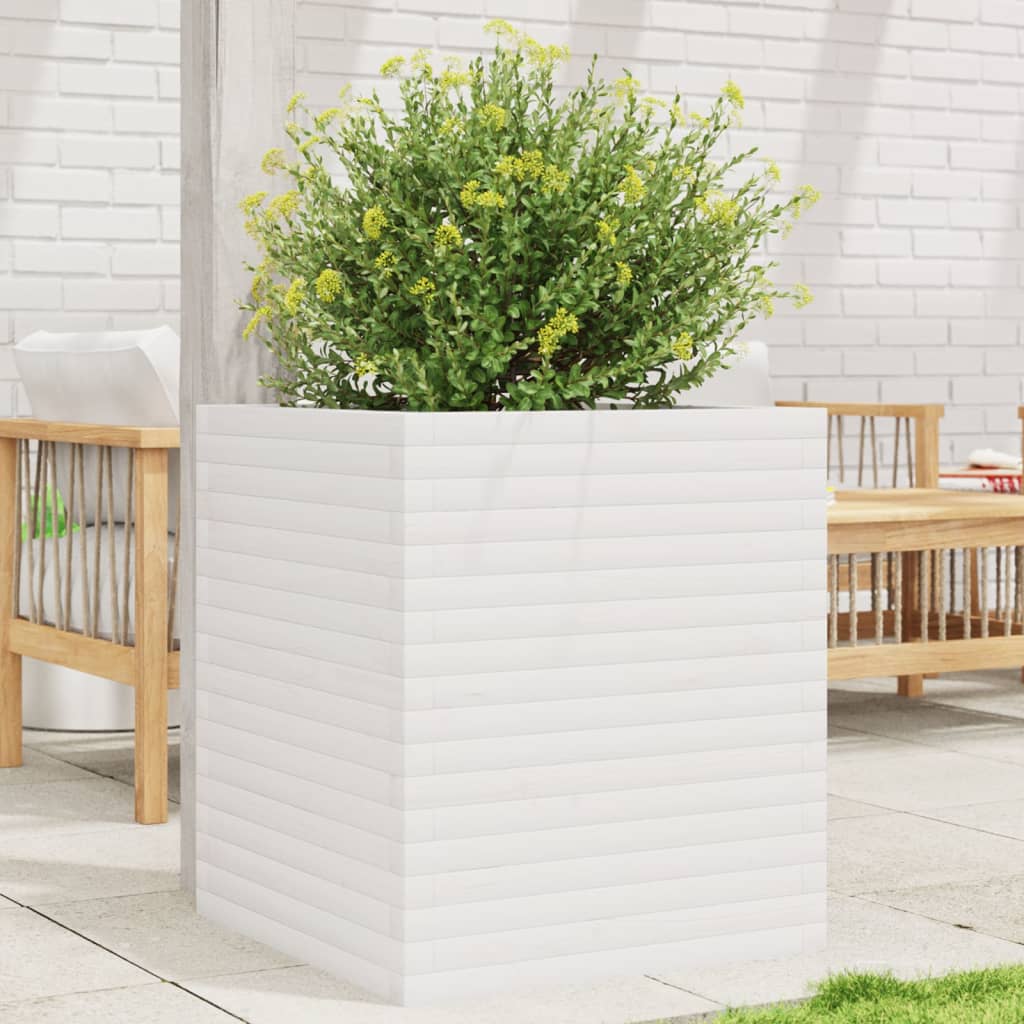 vidaXL plantekasse 60x60x68,5 cm massivt fyrretræ hvid vidaXL plantekasse 60x60x68,5 cm massivt fyrretræ hvid