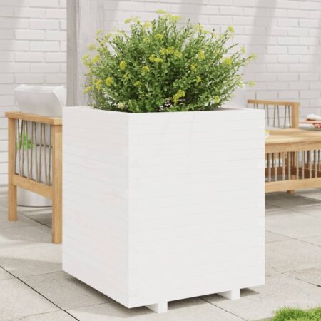 vidaXL plantekasse 60x60x72,5 cm massivt fyrretræ hvid