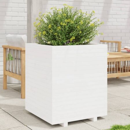 vidaXL plantekasse 60x60x72,5 cm massivt fyrretræ hvid