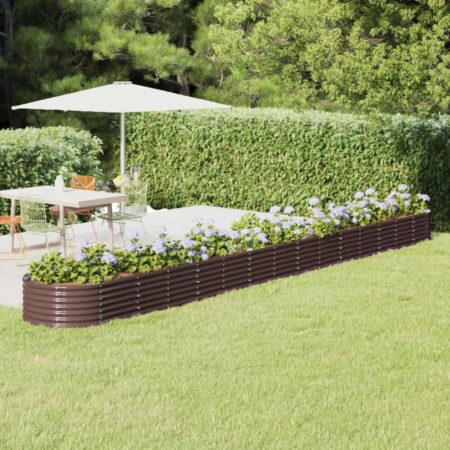 vidaXL plantekasse 620x80x36 cm pulverlakeret stål brun
