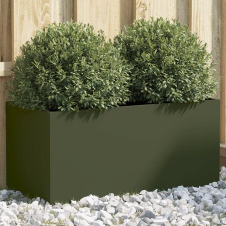vidaXL plantekasse 62x30x29 cm stål olivengrøn