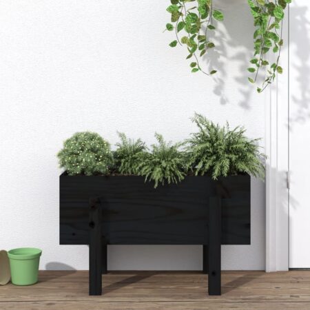 vidaXL plantekasse 62x30x38 cm massivt fyrretræ sort
