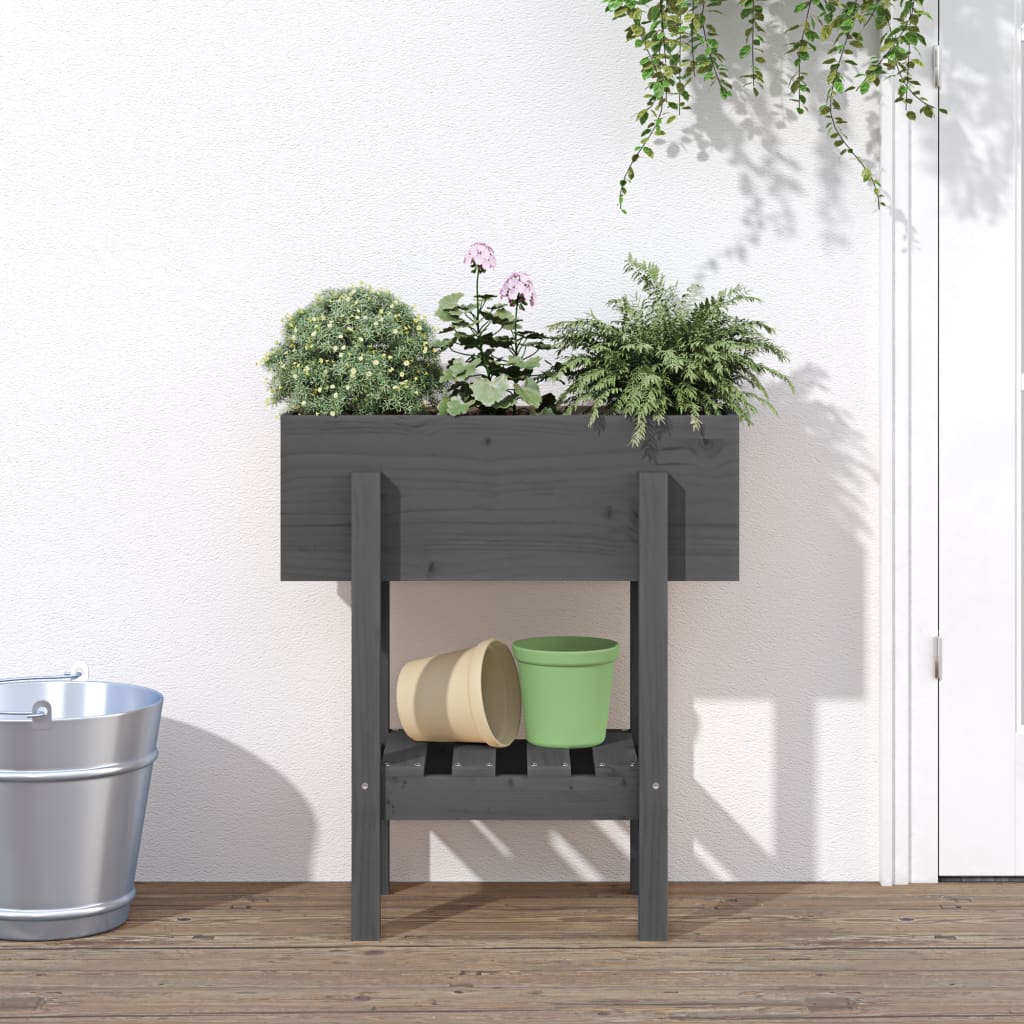 vidaXL plantekasse 62x30x69 cm massivt fyrretræ grå vidaXL plantekasse 62x30x69 cm massivt fyrretræ grå